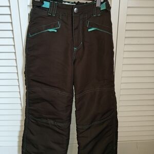 Cherokee Snow Pants Brown with Teal Stitching Unisex Toddler Size 4/5
